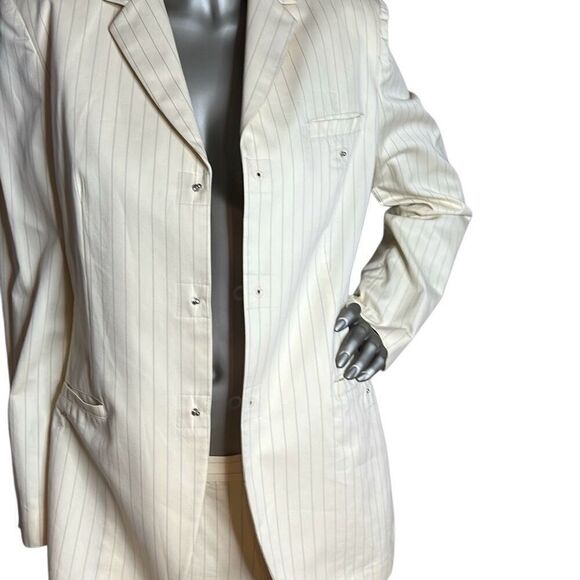 Vintage Jean Paul Gaultier Femme Ivory Pinstripe Suit Set Blazer & Pants (304) - Picture 5 of 16